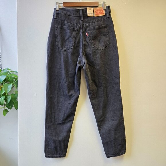 Levis Womens Grunge Emo High-Waisted Ribcage Ripped Mom Jeans Washed Black Size - Picture 2 of 11